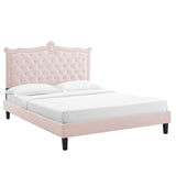 Modway Furniture Clara Performance Velvet Queen Platform Bed XRXT Pink MOD-6594-PNK