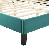 Modway Furniture Clara Performance Velvet Queen Platform Bed XRXT Teal MOD-6594-TEA