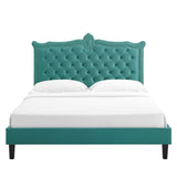 Modway Furniture Clara Performance Velvet Queen Platform Bed XRXT Teal MOD-6594-TEA