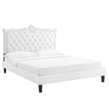 Modway Furniture Clara Performance Velvet Queen Platform Bed XRXT White MOD-6594-WHI