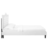 Modway Furniture Clara Performance Velvet Queen Platform Bed XRXT White MOD-6594-WHI