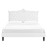 Modway Furniture Clara Performance Velvet Queen Platform Bed XRXT White MOD-6594-WHI