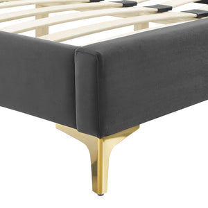 Peyton Performance Velvet Queen Platform Bed Charcoal MOD-6595-CHA