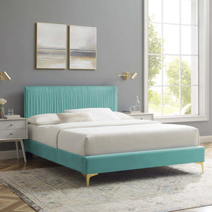 Peyton Performance Velvet Queen Platform Bed Mint MOD-6595-MIN