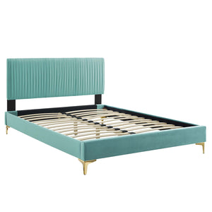 Peyton Performance Velvet Queen Platform Bed Mint MOD-6595-MIN