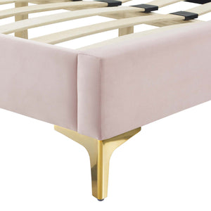 Peyton Performance Velvet Queen Platform Bed Pink MOD-6595-PNK