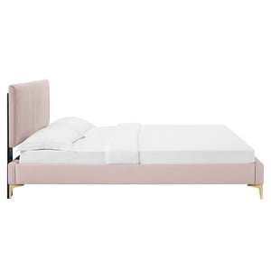 Peyton Performance Velvet Queen Platform Bed Pink MOD-6595-PNK