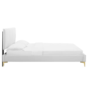 Peyton Performance Velvet Queen Platform Bed White MOD-6595-WHI