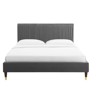 Peyton Performance Velvet Queen Platform Bed Charcoal MOD-6596-CHA