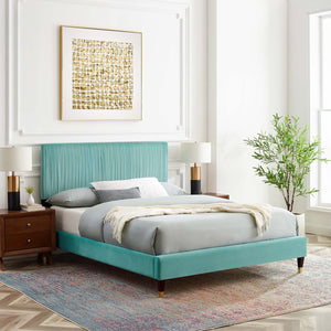 Peyton Performance Velvet Queen Platform Bed Mint MOD-6596-MIN