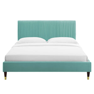 Peyton Performance Velvet Queen Platform Bed Mint MOD-6596-MIN