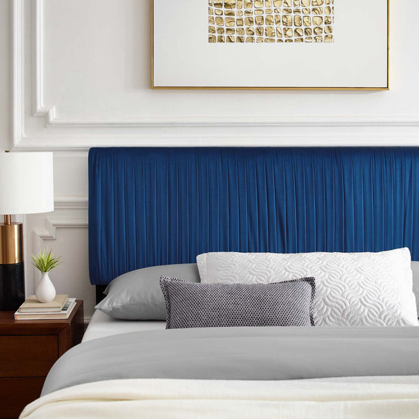 Peyton Performance Velvet Queen Platform Bed Navy MOD-6596-NAV