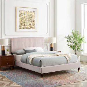 Peyton Performance Velvet Queen Platform Bed Pink MOD-6596-PNK