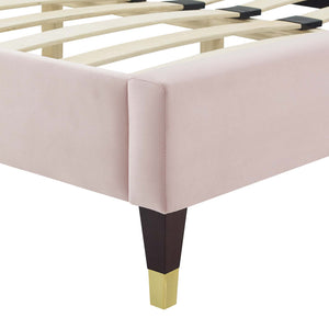 Peyton Performance Velvet Queen Platform Bed Pink MOD-6596-PNK