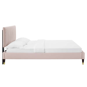 Peyton Performance Velvet Queen Platform Bed Pink MOD-6596-PNK
