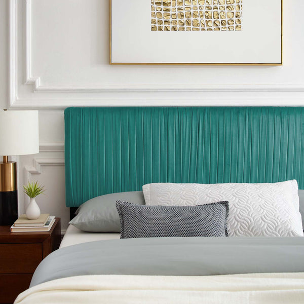 Peyton Performance Velvet Queen Platform Bed Teal MOD-6596-TEA