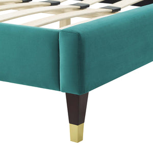 Peyton Performance Velvet Queen Platform Bed Teal MOD-6596-TEA