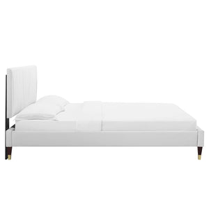 Peyton Performance Velvet Queen Platform Bed White MOD-6596-WHI