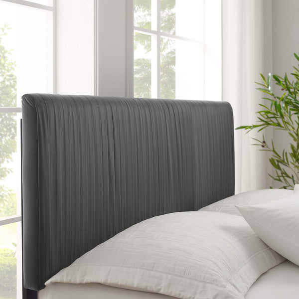 Peyton Performance Velvet Queen Platform Bed Charcoal MOD-6597-CHA