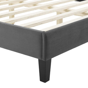 Peyton Performance Velvet Queen Platform Bed Charcoal MOD-6597-CHA