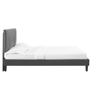 Peyton Performance Velvet Queen Platform Bed Charcoal MOD-6597-CHA