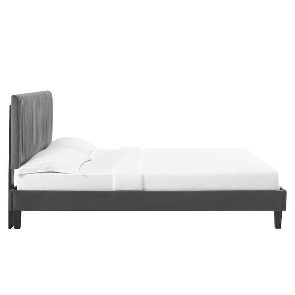 Peyton Performance Velvet Queen Platform Bed Charcoal MOD-6597-CHA