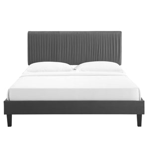 Peyton Performance Velvet Queen Platform Bed Charcoal MOD-6597-CHA