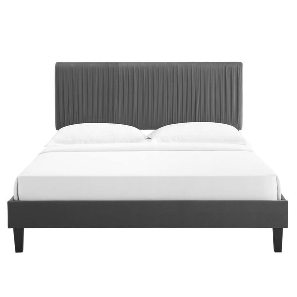 Peyton Performance Velvet Queen Platform Bed Charcoal MOD-6597-CHA