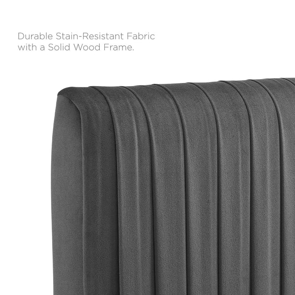 Peyton Performance Velvet Queen Platform Bed Charcoal MOD-6597-CHA