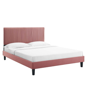 Peyton Performance Velvet Queen Platform Bed Dusty Rose MOD-6597-DUS