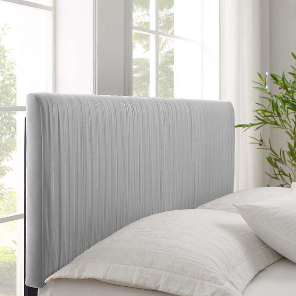 Peyton Performance Velvet Queen Platform Bed Light Gray MOD-6597-LGR