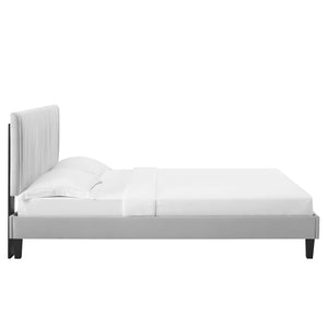 Peyton Performance Velvet Queen Platform Bed Light Gray MOD-6597-LGR