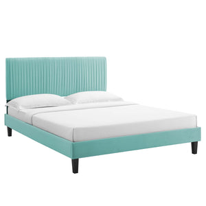 Peyton Performance Velvet Queen Platform Bed Mint MOD-6597-MIN