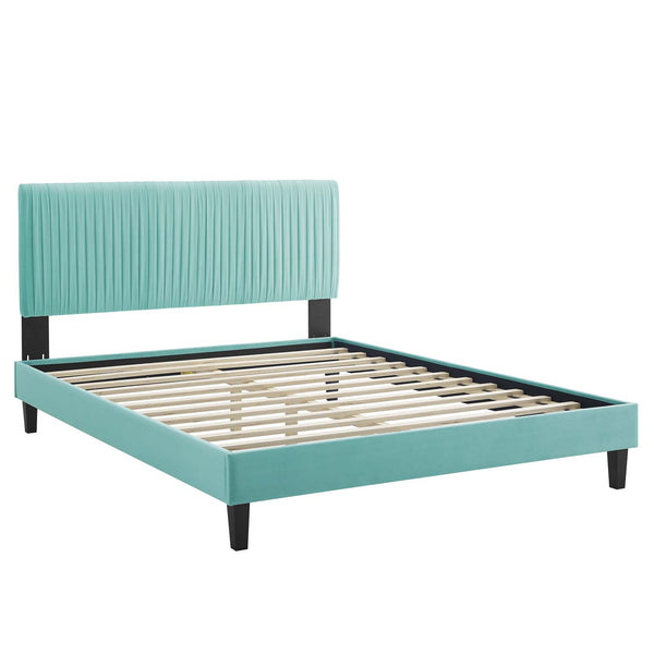 Peyton Performance Velvet Queen Platform Bed Mint MOD-6597-MIN