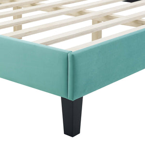 Peyton Performance Velvet Queen Platform Bed Mint MOD-6597-MIN