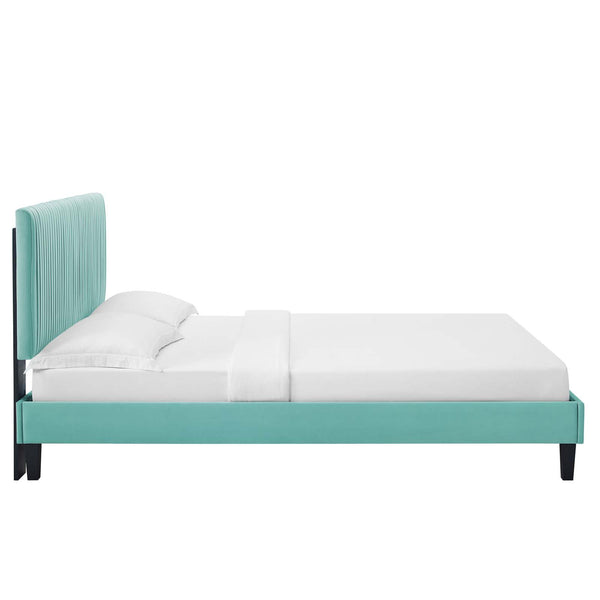 Peyton Performance Velvet Queen Platform Bed Mint MOD-6597-MIN