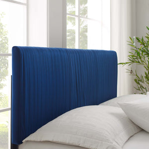 Peyton Performance Velvet Queen Platform Bed Navy MOD-6597-NAV