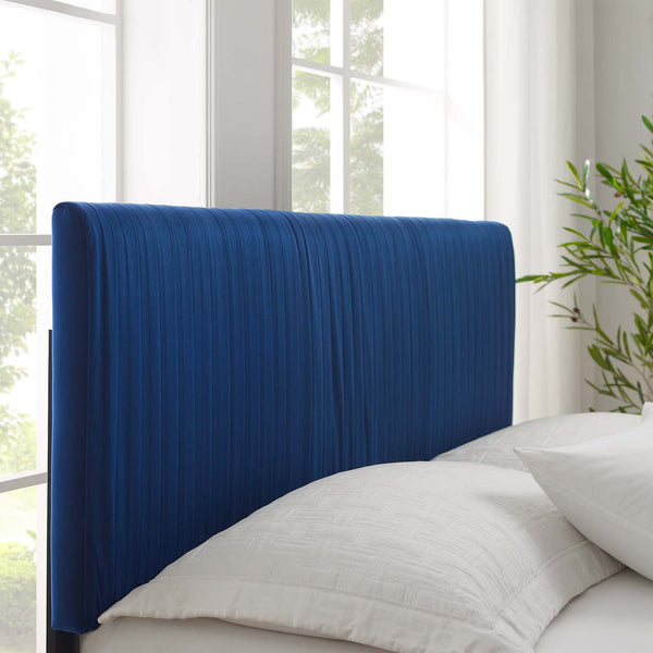 Peyton Performance Velvet Queen Platform Bed Navy MOD-6597-NAV