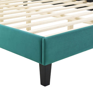 Peyton Performance Velvet Queen Platform Bed Teal MOD-6597-TEA