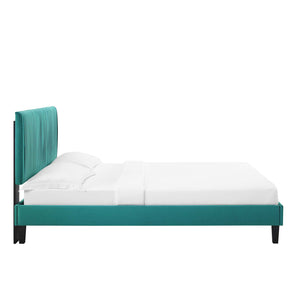 Peyton Performance Velvet Queen Platform Bed Teal MOD-6597-TEA
