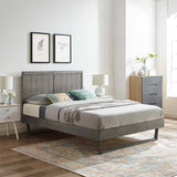 Alana Full Wood Platform Bed With Angular Frame Gray MOD-6616-GRY