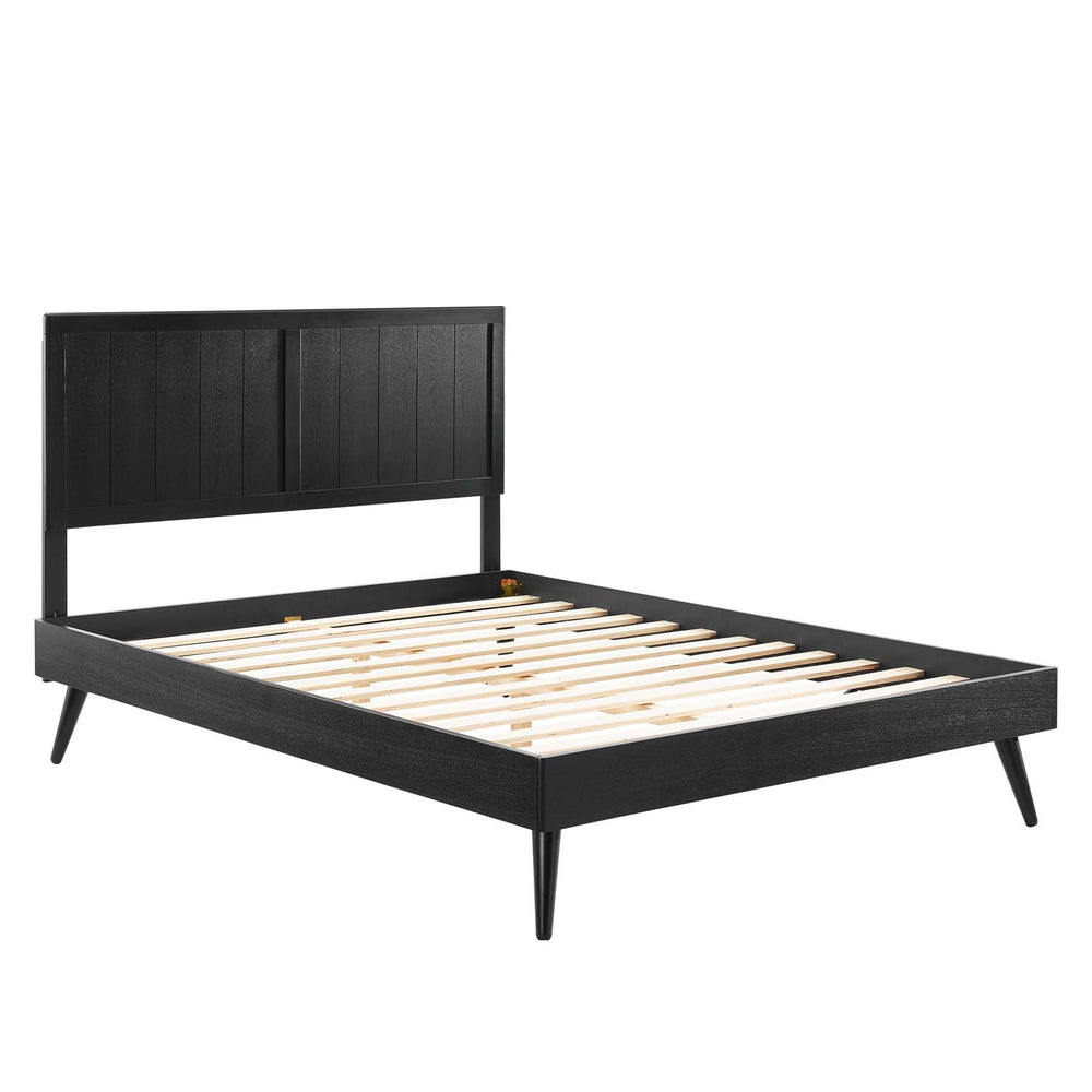 Alana Full Wood Platform Bed With Splayed Legs Black MOD-6619-BLK