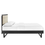 Willow Full Wood Platform Bed With Angular Frame Black Beige MOD-6634-BLK-BEI
