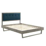 Willow Full Wood Platform Bed With Angular Frame Gray Azure MOD-6634-GRY-AZU