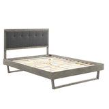 Willow Full Wood Platform Bed With Angular Frame Gray Charcoal MOD-6634-GRY-CHA
