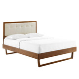 Willow Full Wood Platform Bed With Angular Frame Walnut Beige MOD-6634-WAL-BEI