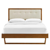 Willow Full Wood Platform Bed With Angular Frame Walnut Beige MOD-6634-WAL-BEI