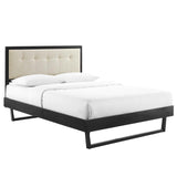 Willow King Wood Platform Bed With Angular Frame Black Beige MOD-6635-BLK-BEI