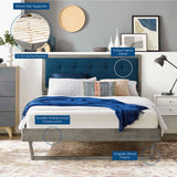 Willow King Wood Platform Bed With Angular Frame Gray Azure MOD-6635-GRY-AZU