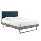 Willow King Wood Platform Bed With Angular Frame Gray Azure MOD-6635-GRY-AZU